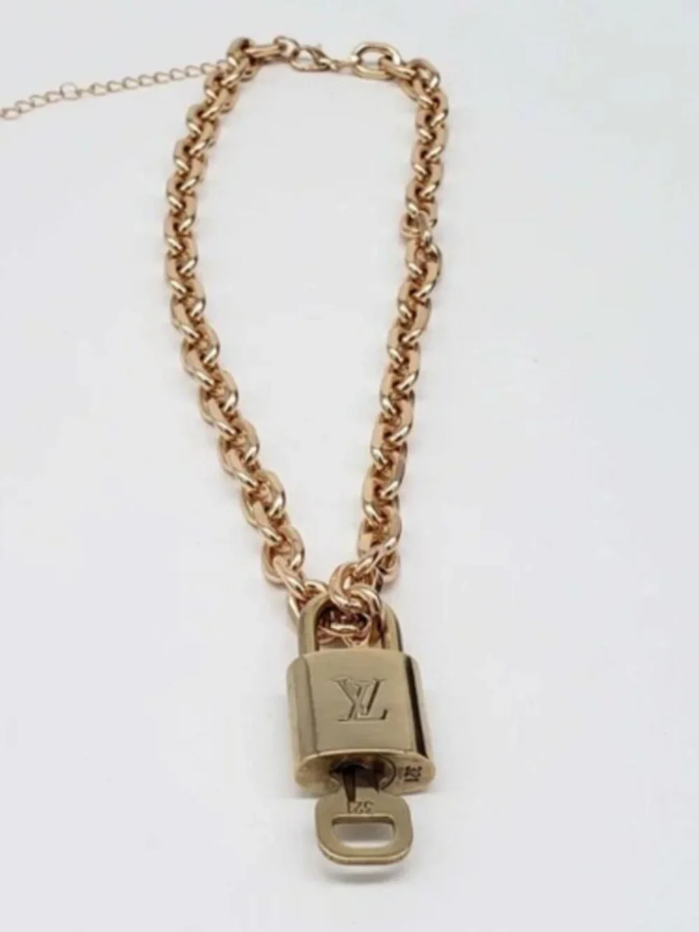 Gold-Plated Necklace with Authentic Louis Vuitton Padlock